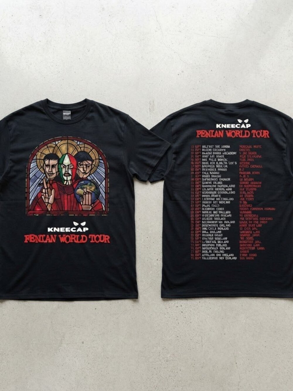 Kneecap Fenian World Tour 2026 Double Sided Black T-Shirt S-4XL